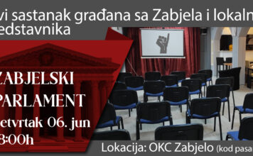 “Zabjelski parlament” 6. juna u prostoru OKC Zabjelo – sastanak građana i odbornika "Zabjelski parlament" 6. juna u prostoru OKC Zabjelo - sastanak građana i odbornika